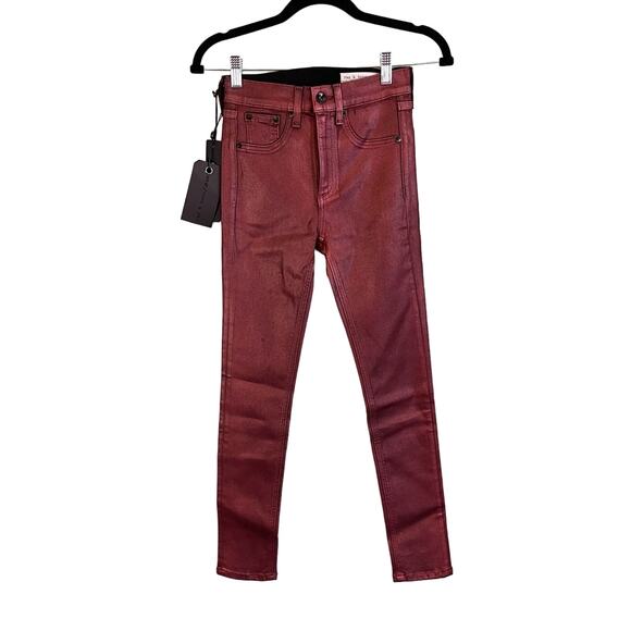 Rag & Bone Redmet Metallic Ankle High Rise Skinny Pants Size 24 NWT - Picture 1 of 9